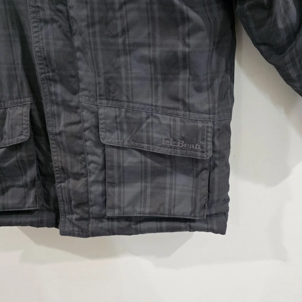 LL Bean Boys Down Filled Puffer Jacket Size 6 Plaid Outdoor Winter Ski